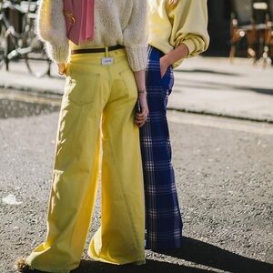 Ganni | Tie-dye yellow high waisted jeans